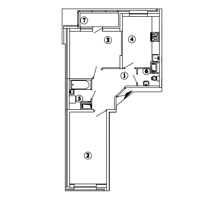 планировка двухкомнатной квартиры в ЖК «Ласточкино гнездо» №592