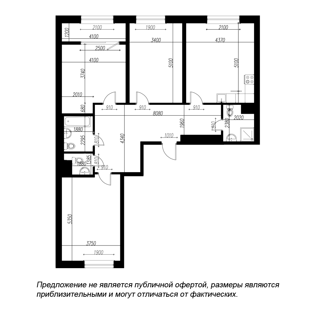 планировка трехкомнатной квартиры в ЖК BOTANICA №299