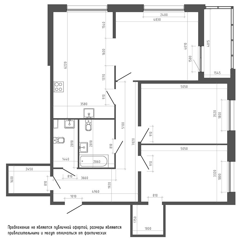 планировка трехкомнатной квартиры в ЖК «Галактика. Премиум» №294