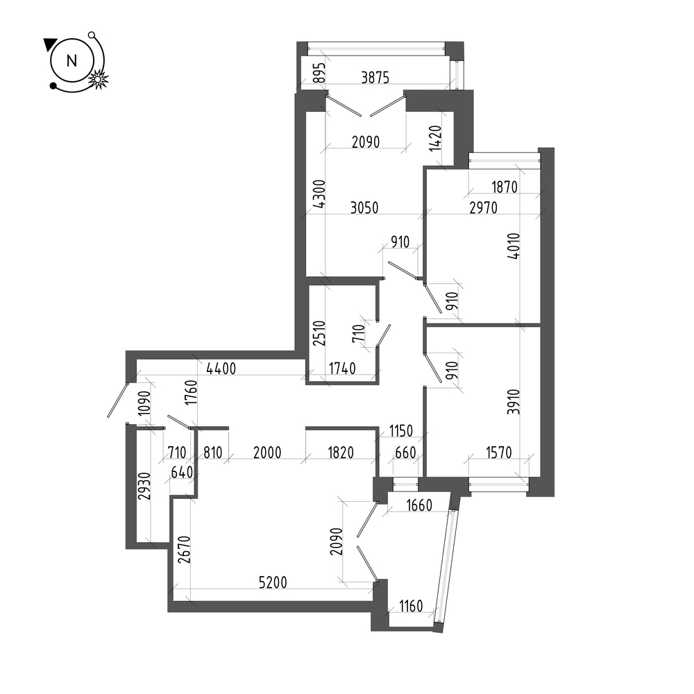 планировка трехкомнатной квартиры в ЖК «Эталон на Неве» №820