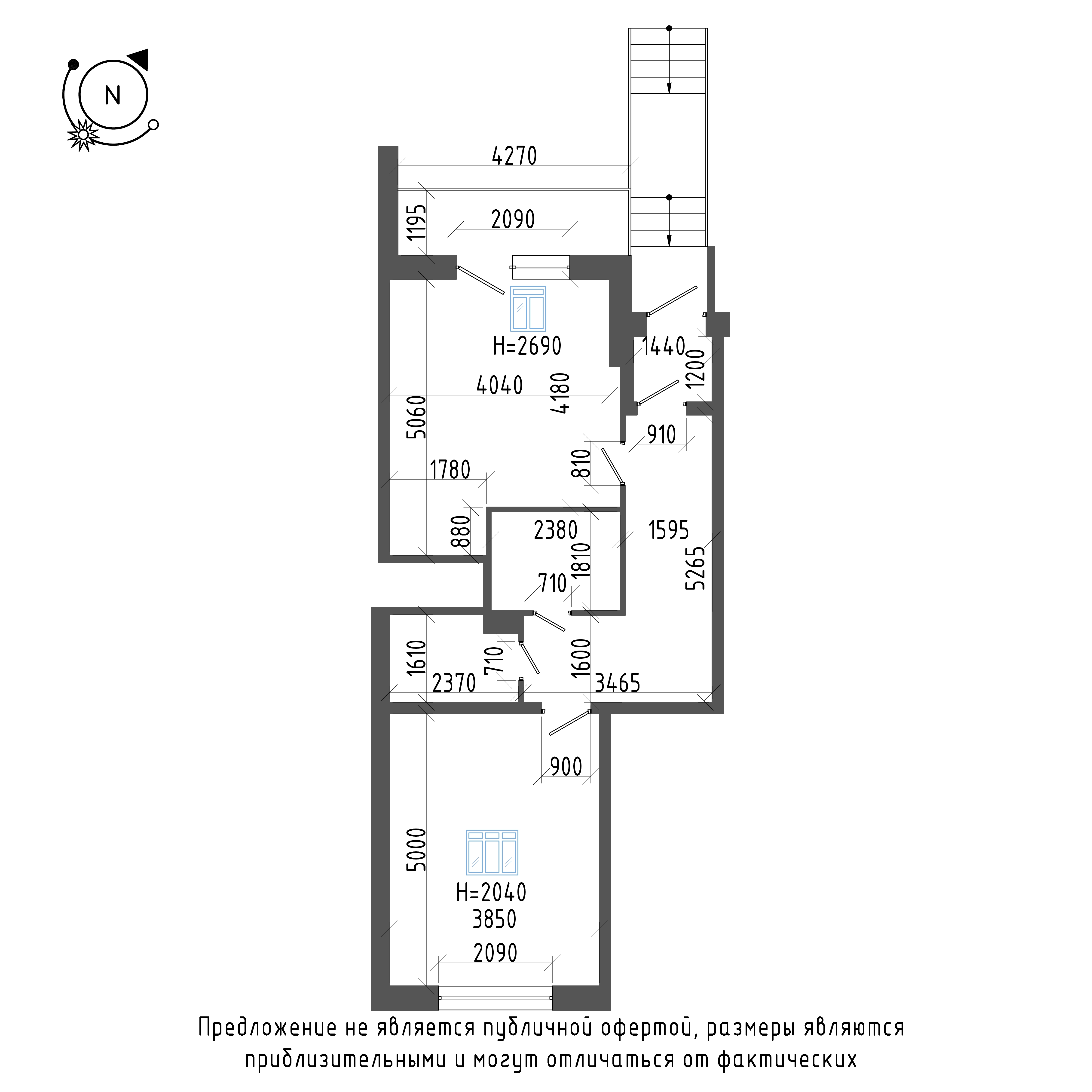 планировка однокомнатной квартиры в ЖК «Эталон на Неве» №477
