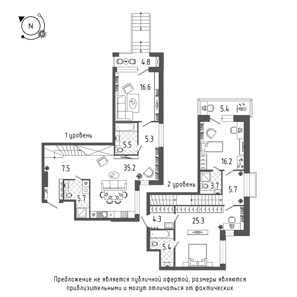 планировка трехкомнатной квартиры в ЖК «Эталон на Неве» №552