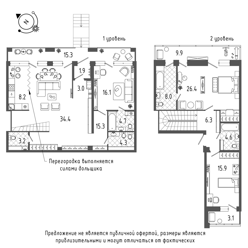 планировка четырехкомнатной квартиры в ЖК «Эталон на Неве» №554