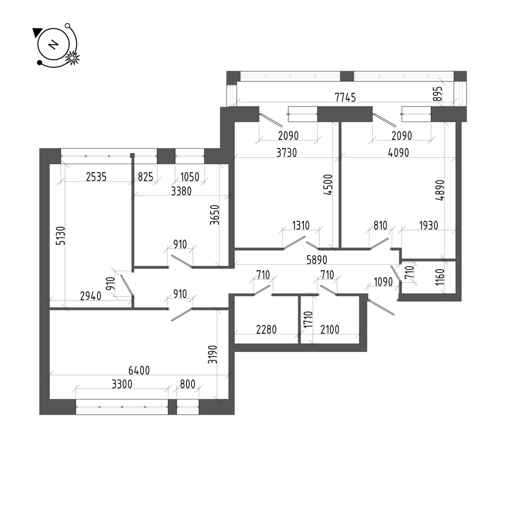 планировка четырехкомнатной квартиры в ЖК «Эталон на Неве» №405