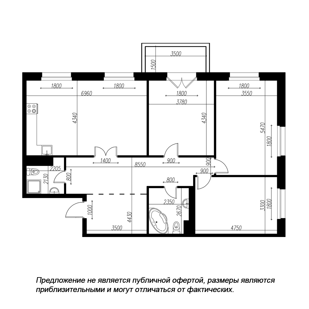 планировка трехкомнатной квартиры в ЖК «Петровская Доминанта» №25