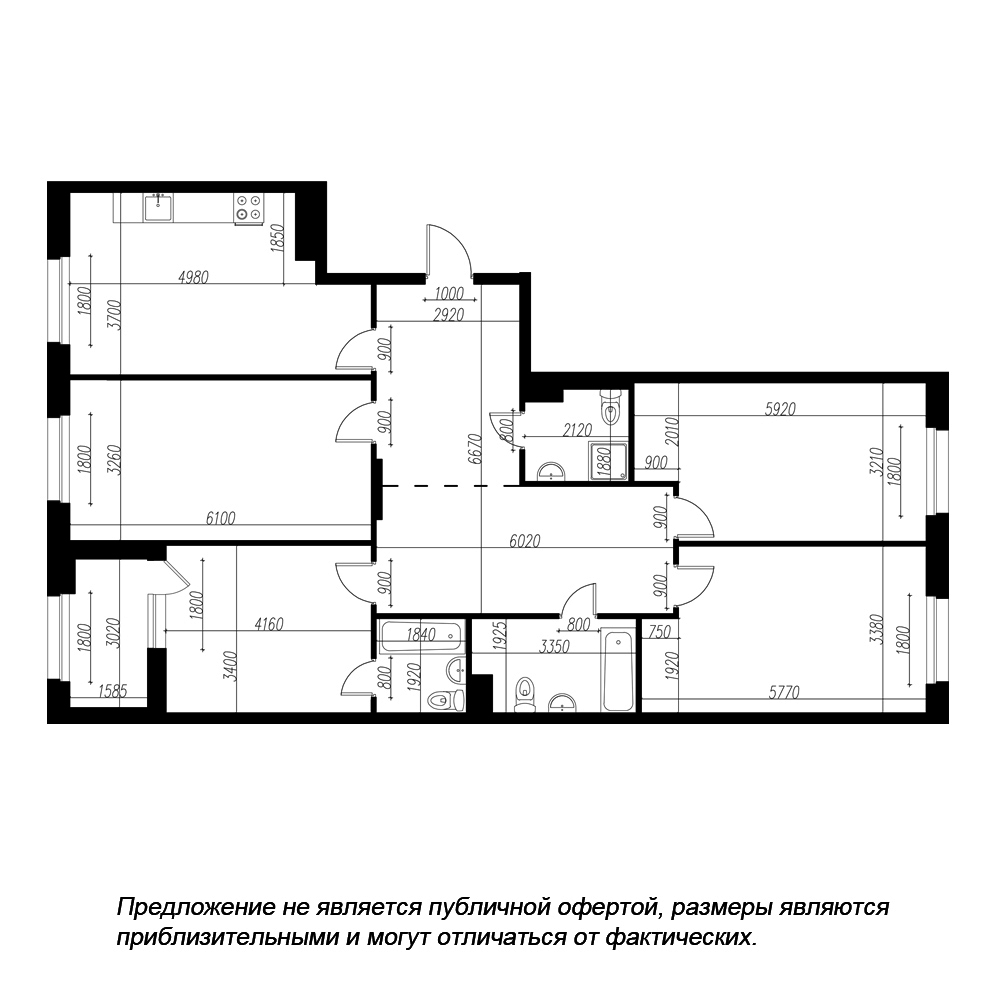 планировка четырехкомнатной квартиры в ЖК «Петровская Доминанта» №193