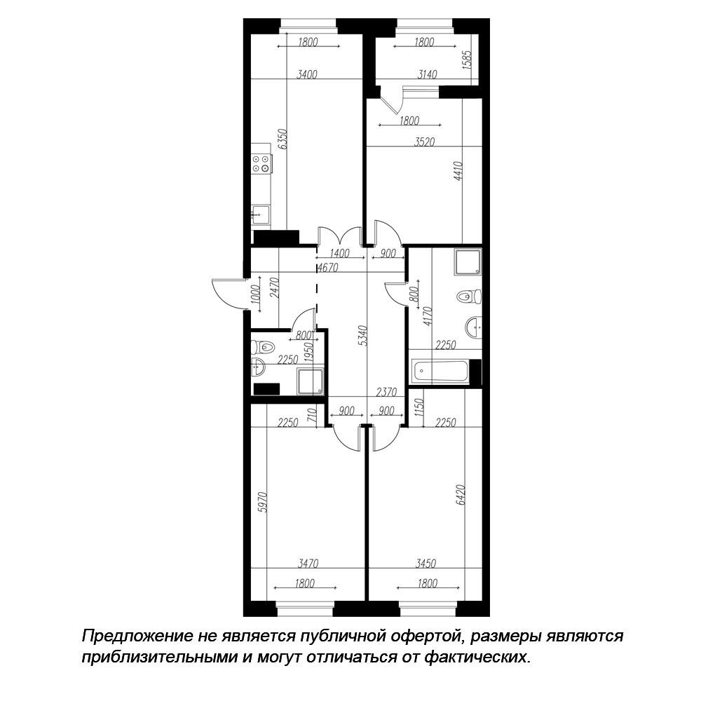 планировка трехкомнатной квартиры в ЖК «Петровская Доминанта» №153