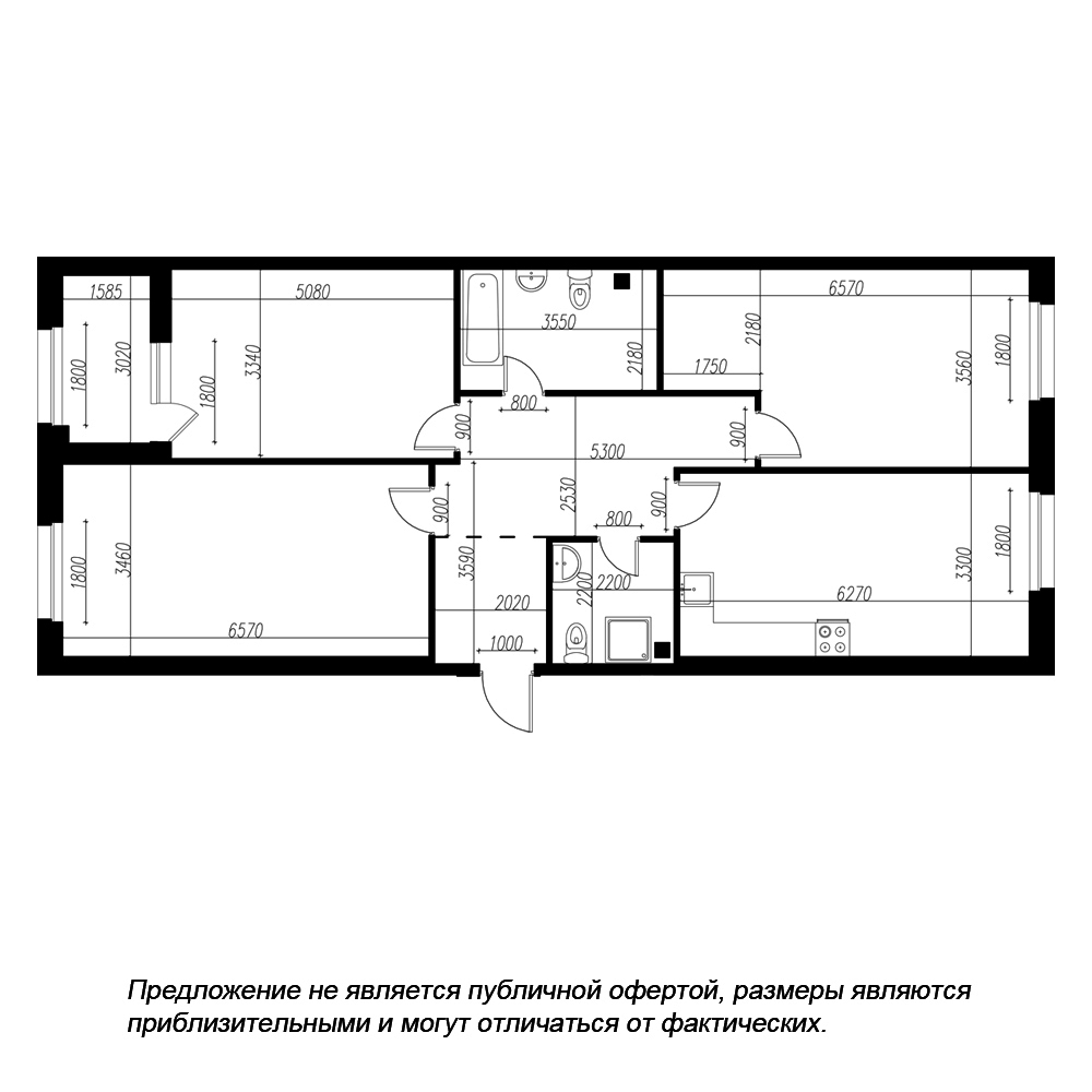 планировка трехкомнатной квартиры в ЖК «Петровская Доминанта» №206