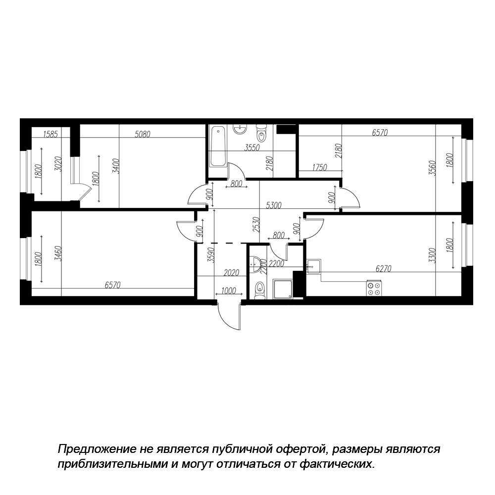 планировка трехкомнатной квартиры в ЖК «Петровская Доминанта» №210