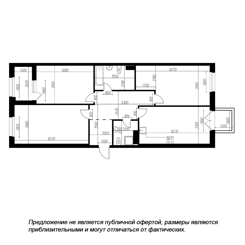 планировка трехкомнатной квартиры в ЖК «Петровская Доминанта» №214