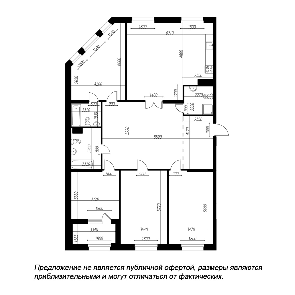 планировка четырехкомнатной квартиры в ЖК «Петровская Доминанта» №249
