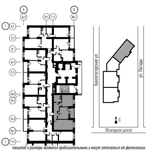 планировка двухкомнатной квартиры в ЖК «Охта Хаус» №57