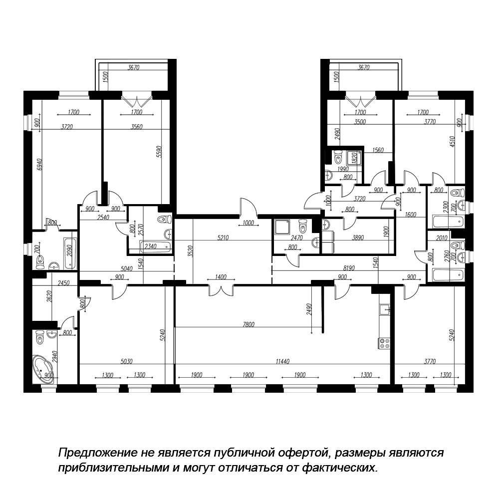 планировка многокомнатной квартиры в ЖК «Петровская Доминанта» №349