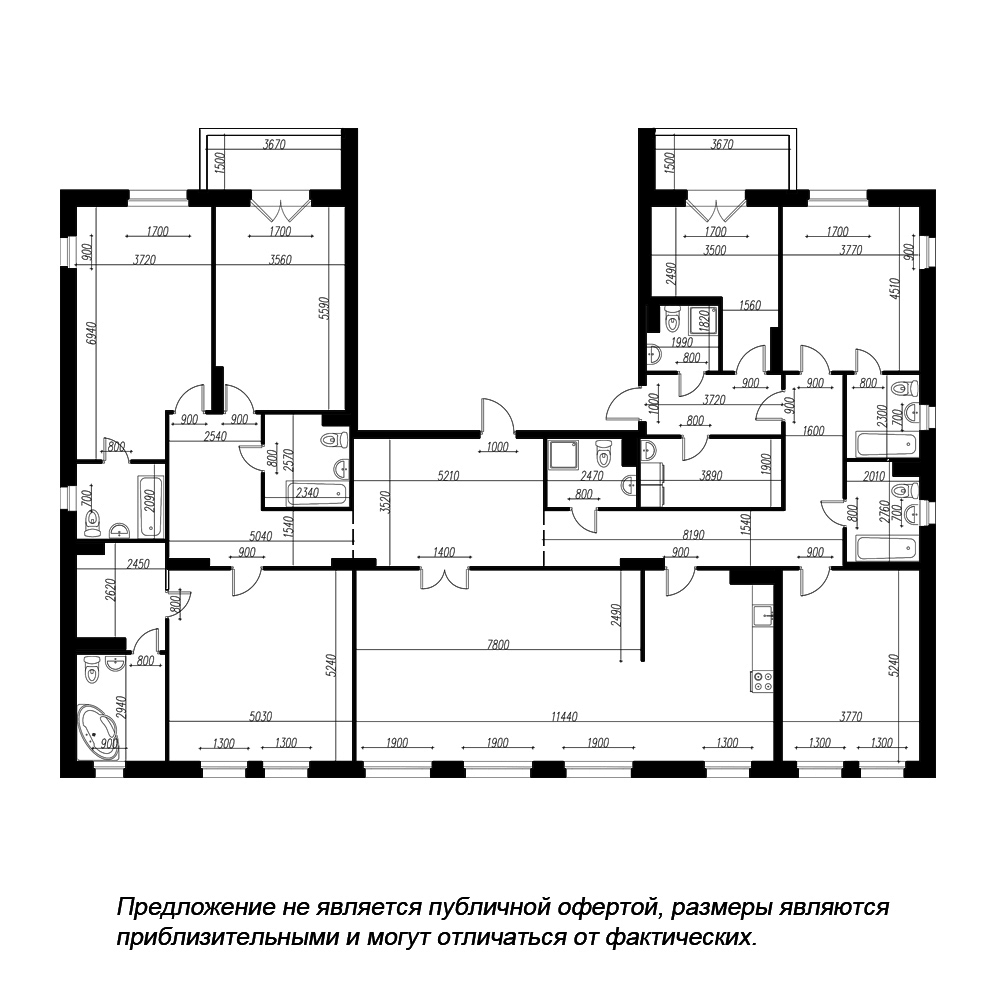 планировка многокомнатной квартиры в ЖК «Петровская Доминанта» №351
