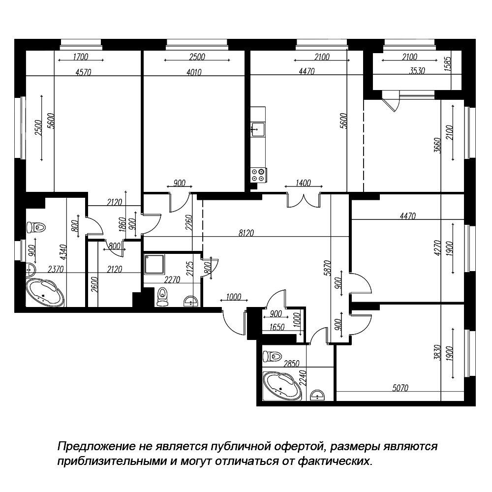 планировка четырехкомнатной квартиры в ЖК «Петровская Доминанта» №356