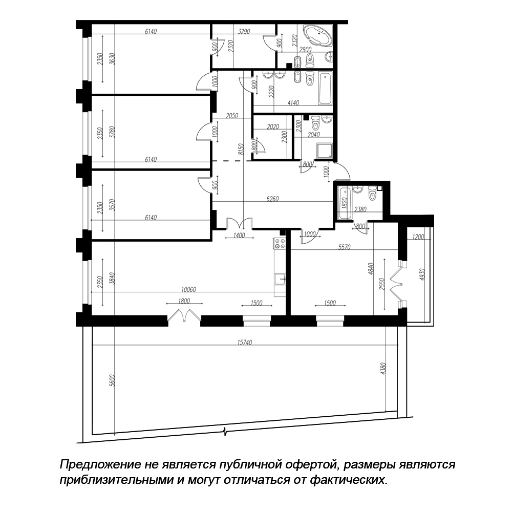 планировка четырехкомнатной квартиры в ЖК «Петровская Доминанта» №292