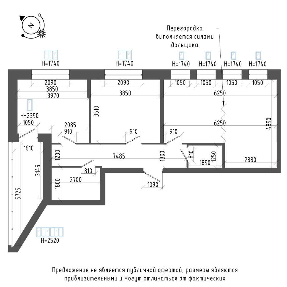 планировка трехкомнатной квартиры в ЖК «Эталон на Неве» №33