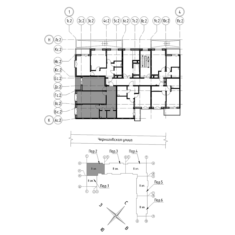 планировка двухкомнатной квартиры в Квартал Che №35