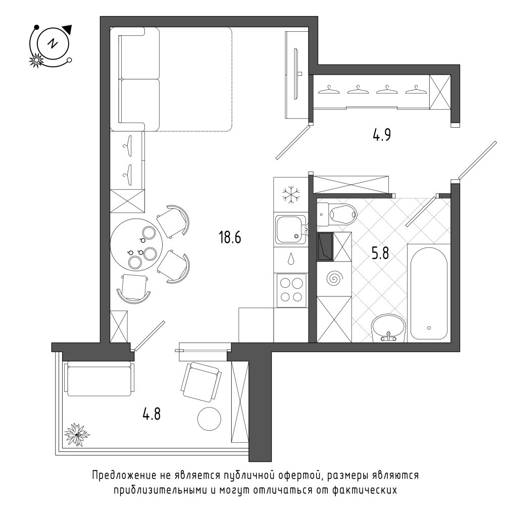 планировка квартиры студии в Квартал Che №111