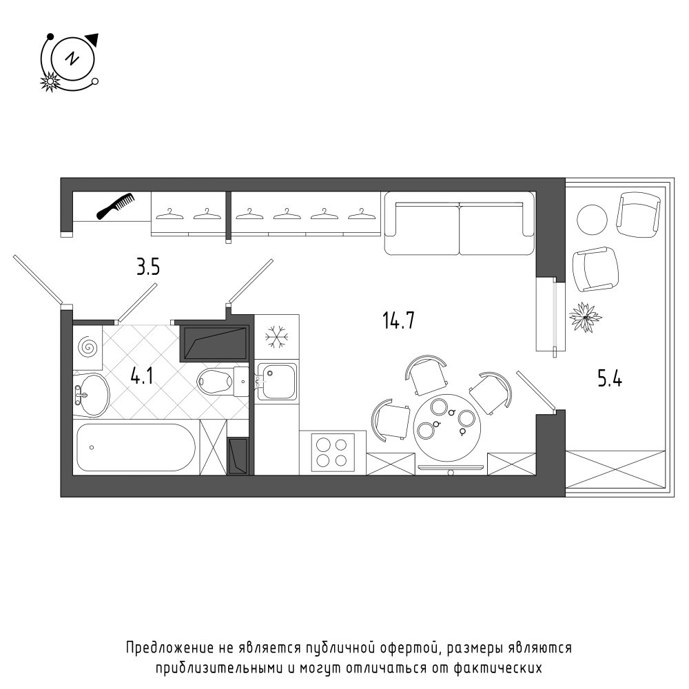 планировка квартиры студии в Квартал Che №241