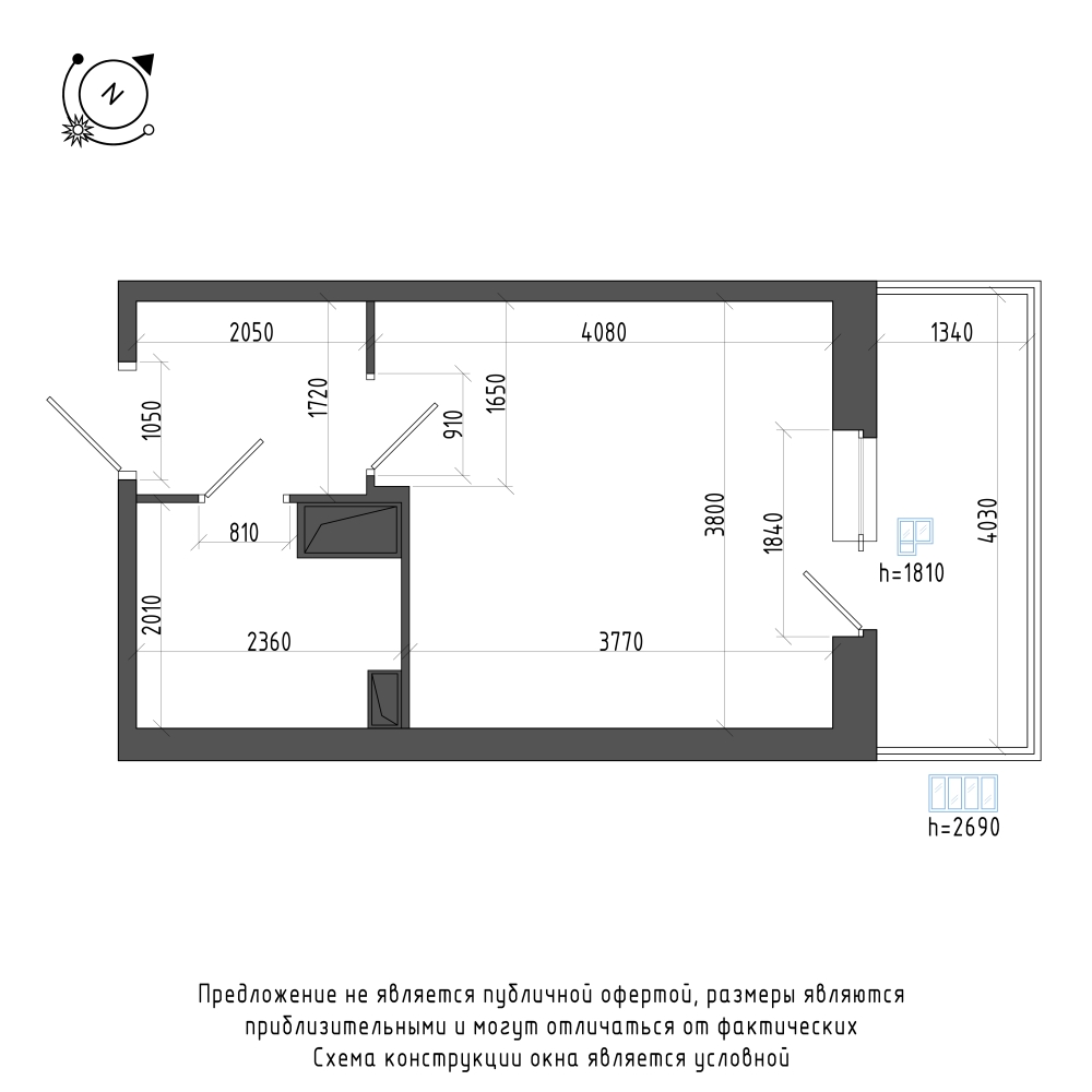 планировка квартиры студии в Квартал Che №249
