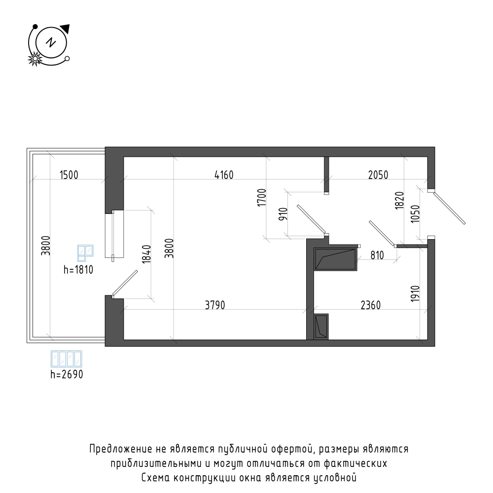 планировка квартиры студии в Квартал Che №244
