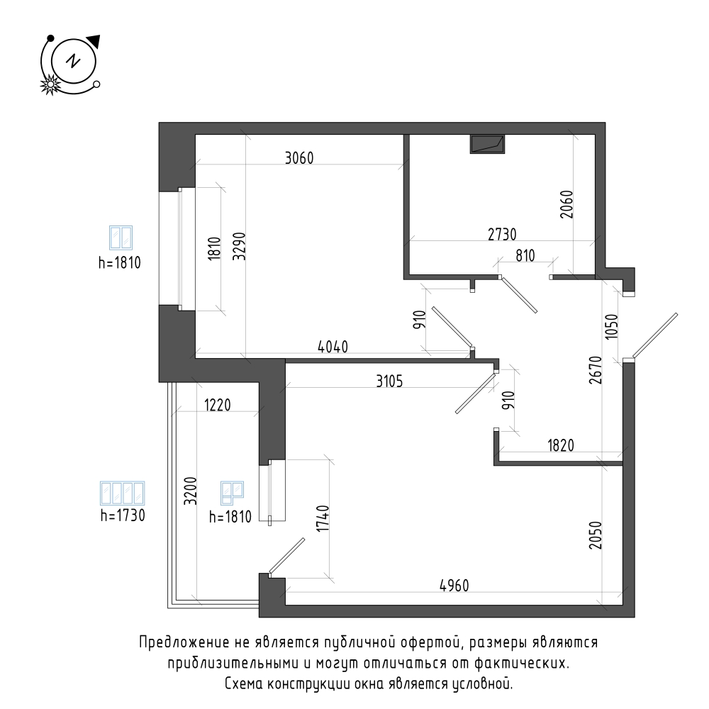 планировка однокомнатной квартиры в Квартал Che №156
