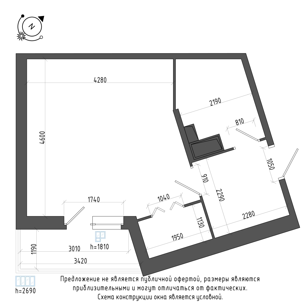 планировка квартиры студии в Квартал Che №165