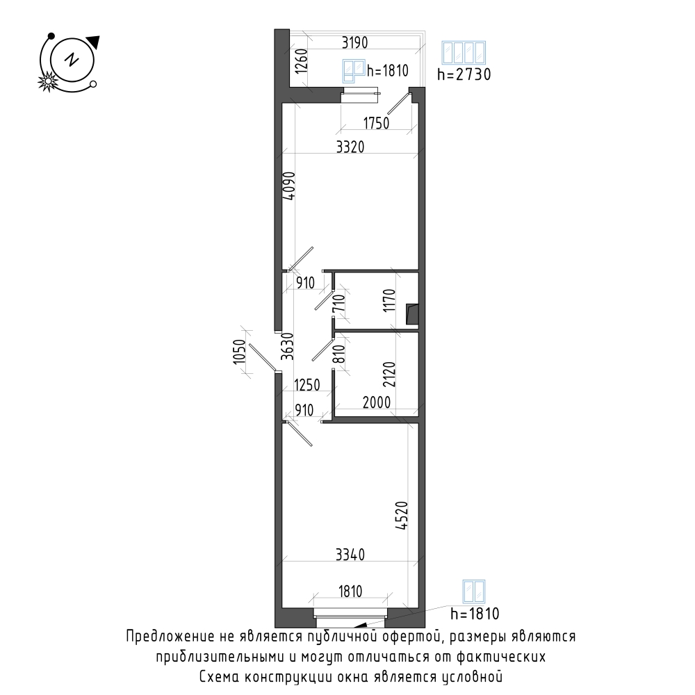 планировка однокомнатной квартиры в Квартал Che №92