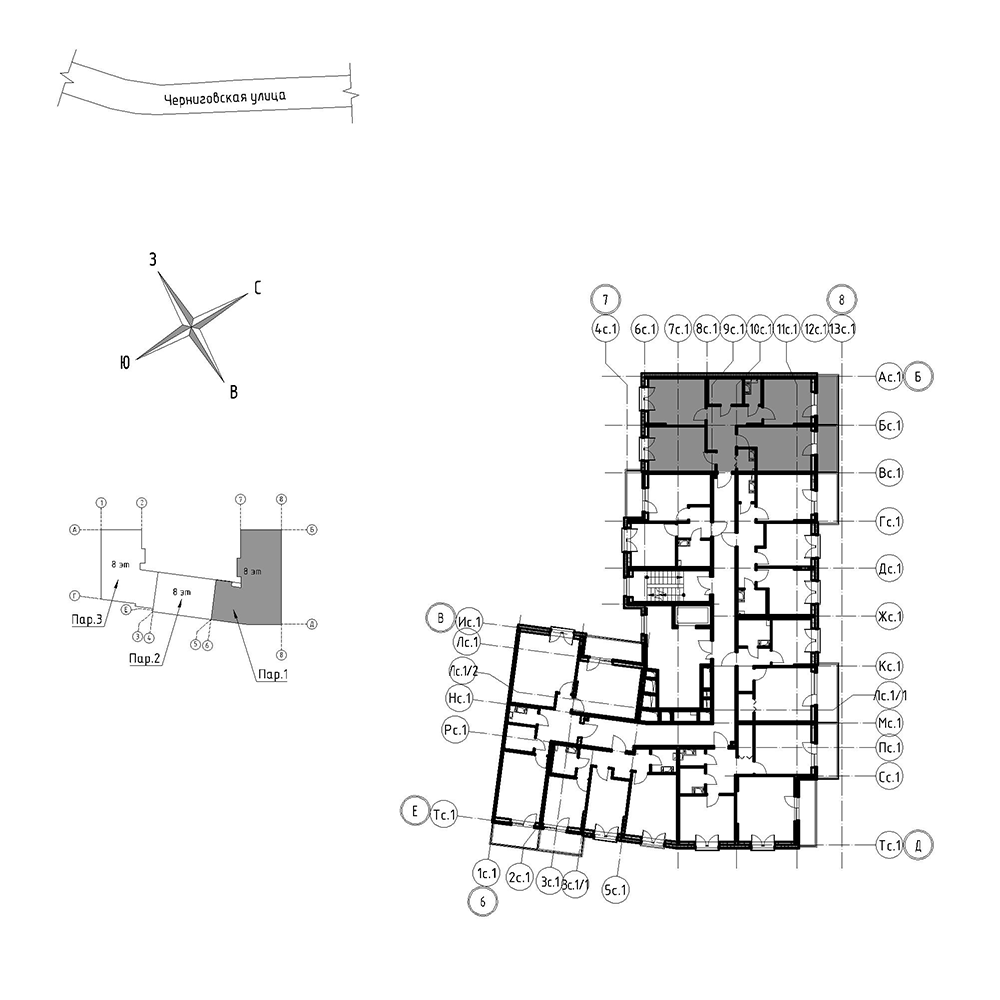 планировка трехкомнатной квартиры в Квартал Che №16