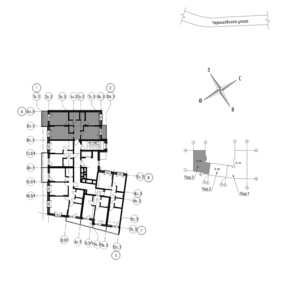 планировка трехкомнатной квартиры в Квартал Che №82
