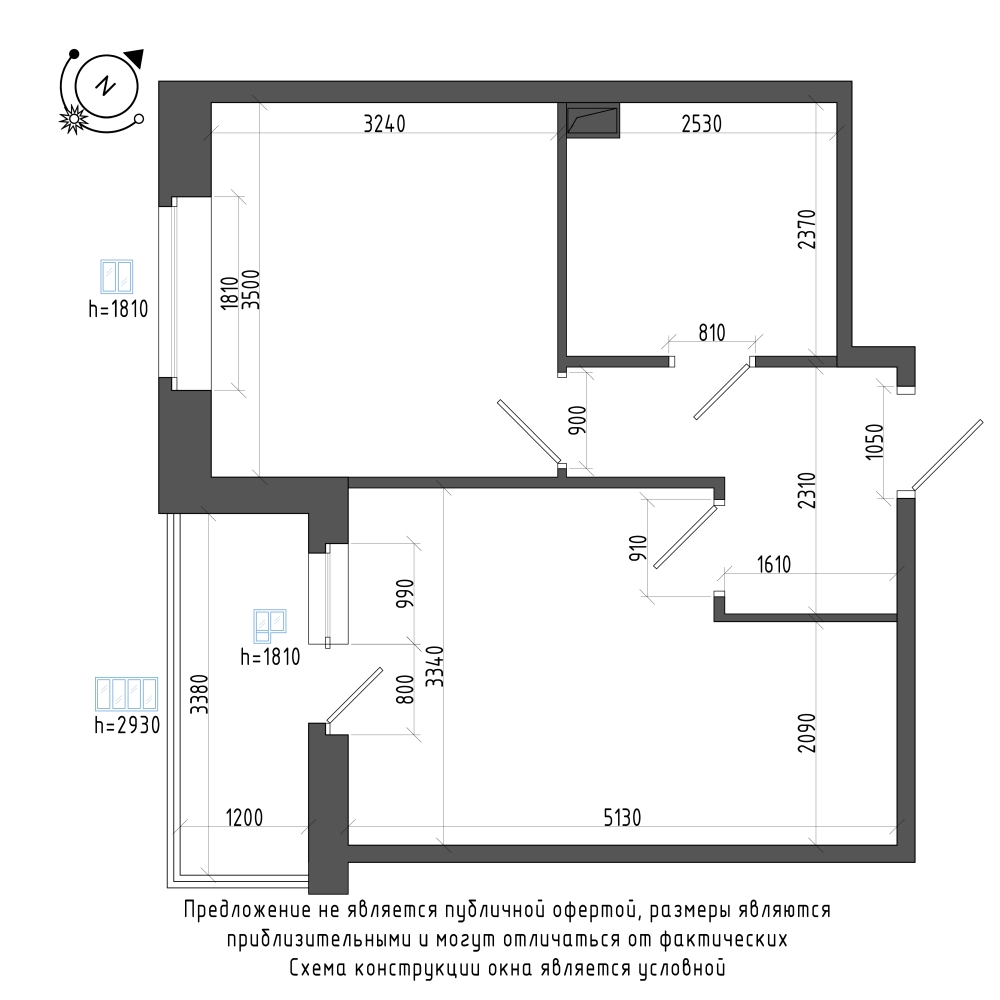 планировка однокомнатной квартиры в Квартал Che №98