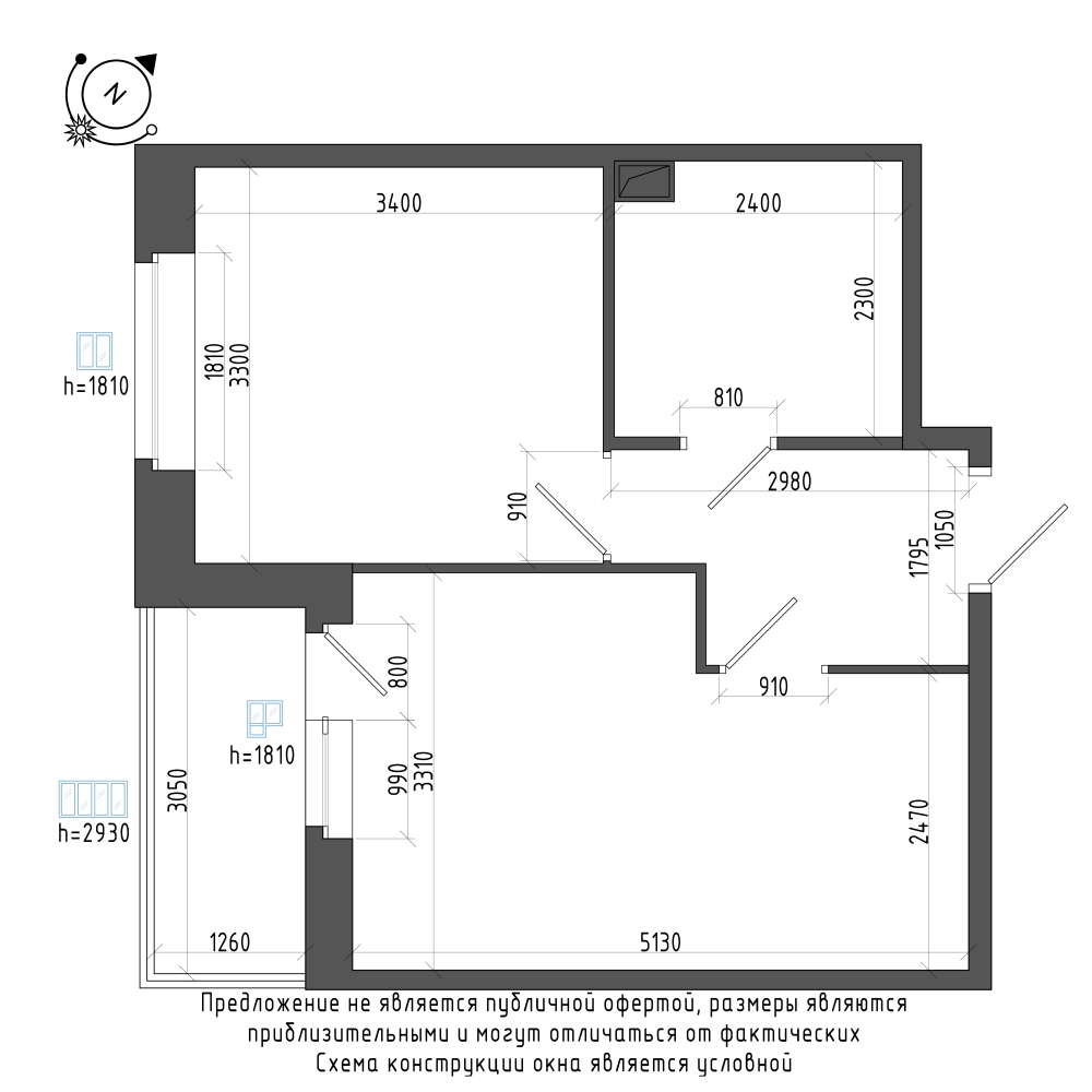 планировка однокомнатной квартиры в Квартал Che №146