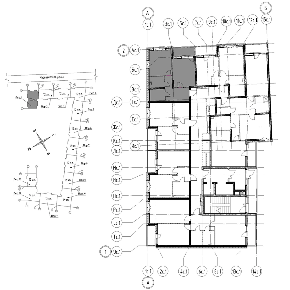 планировка однокомнатной квартиры в Квартал Che №4