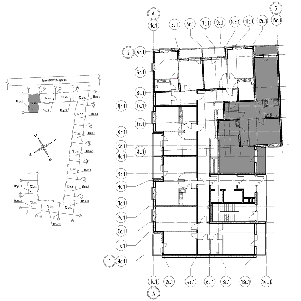 планировка двухкомнатной квартиры в Квартал Che №12