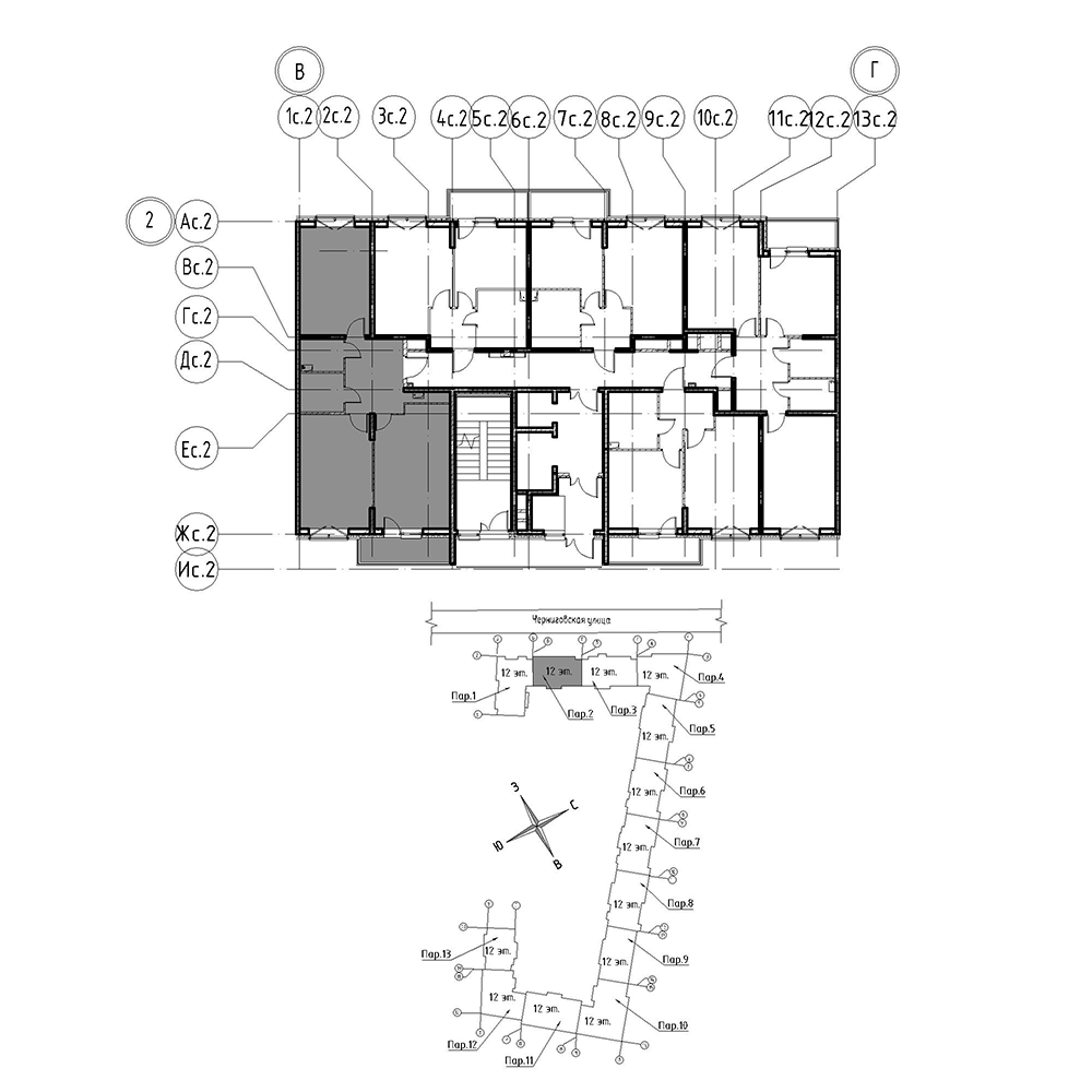 планировка двухкомнатной квартиры в Квартал Che №67