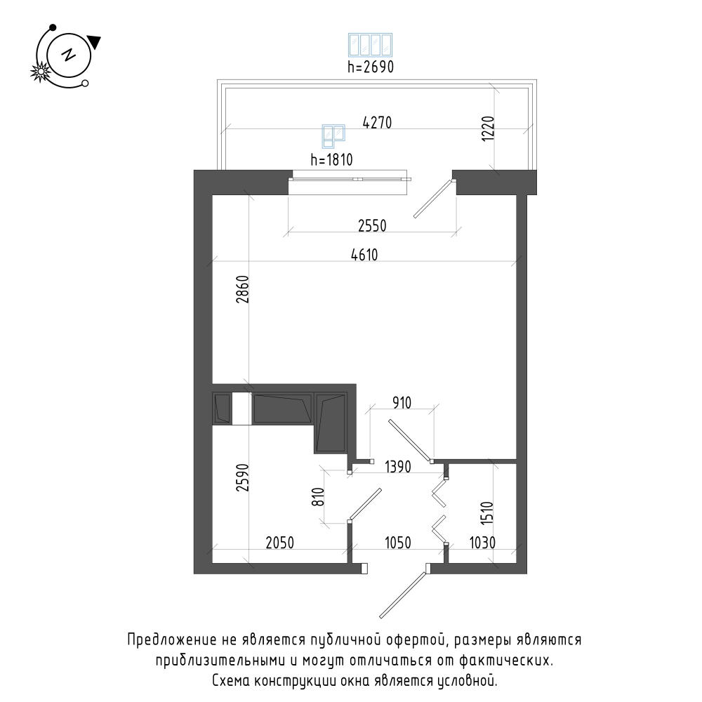 планировка квартиры студии в Квартал Che №173