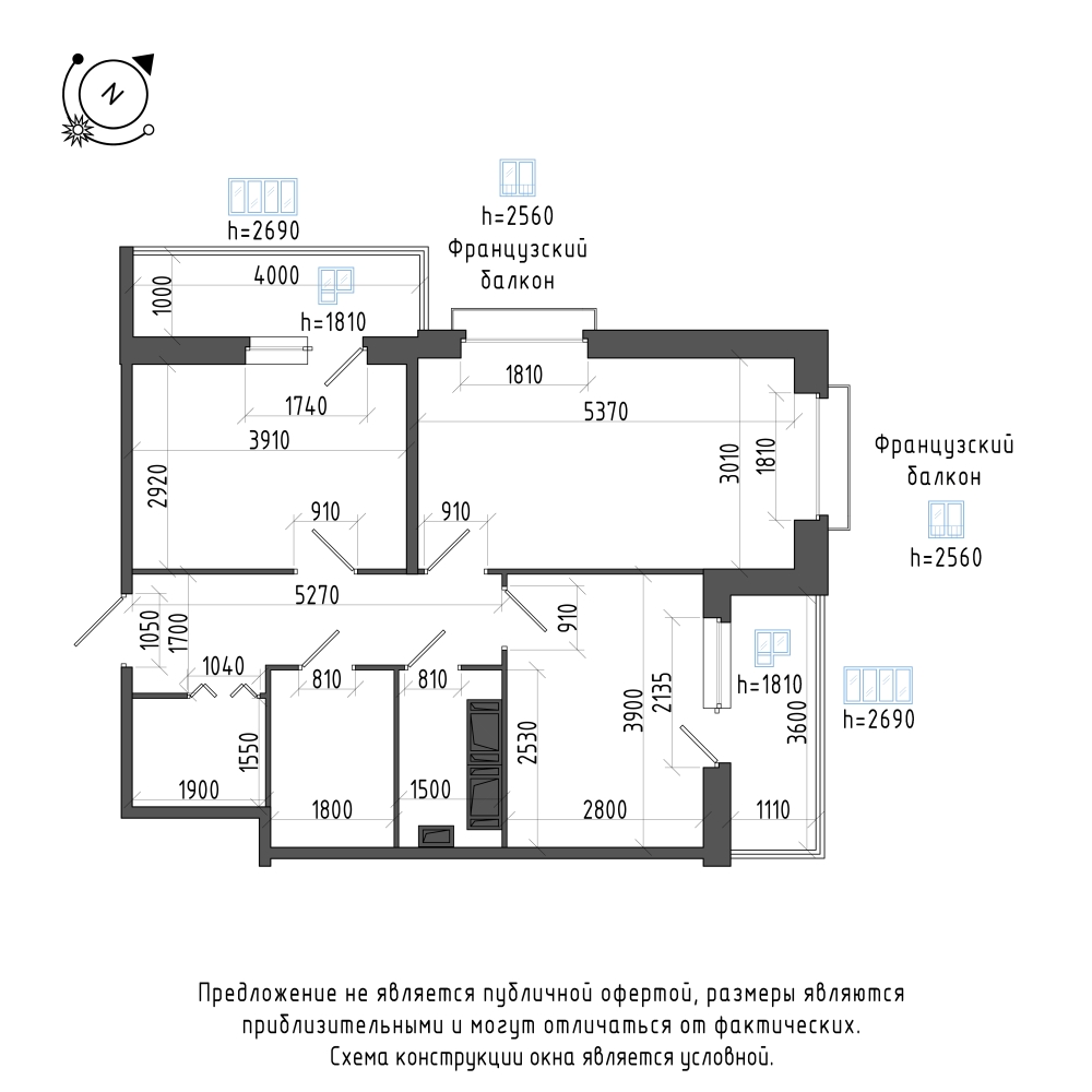 планировка двухкомнатной квартиры в Квартал Che №193