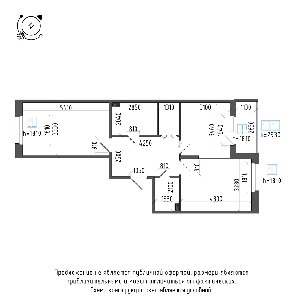 планировка двухкомнатной квартиры в Квартал Che №239