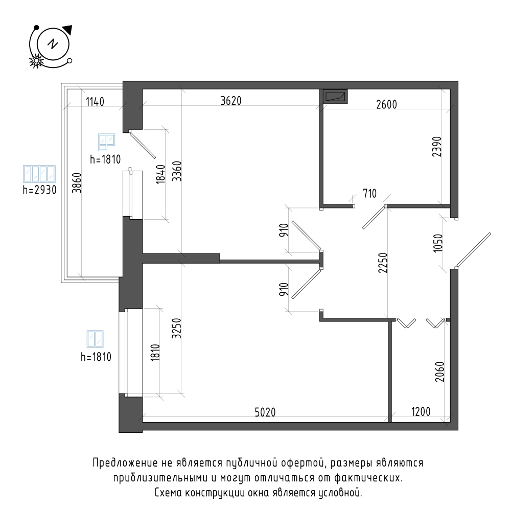 планировка однокомнатной квартиры в Квартал Che №382