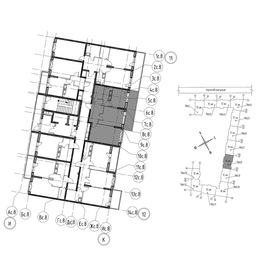 планировка двухкомнатной квартиры в Квартал Che №456