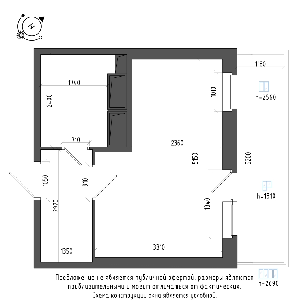 планировка квартиры студии в Квартал Che №526