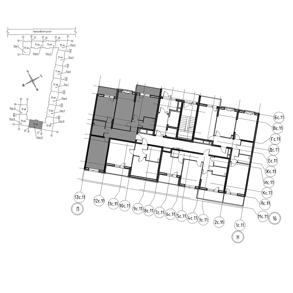 планировка трехкомнатной квартиры в Квартал Che №637