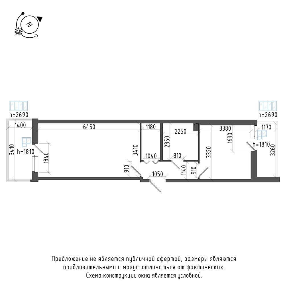 планировка однокомнатной квартиры в Квартал Che №682