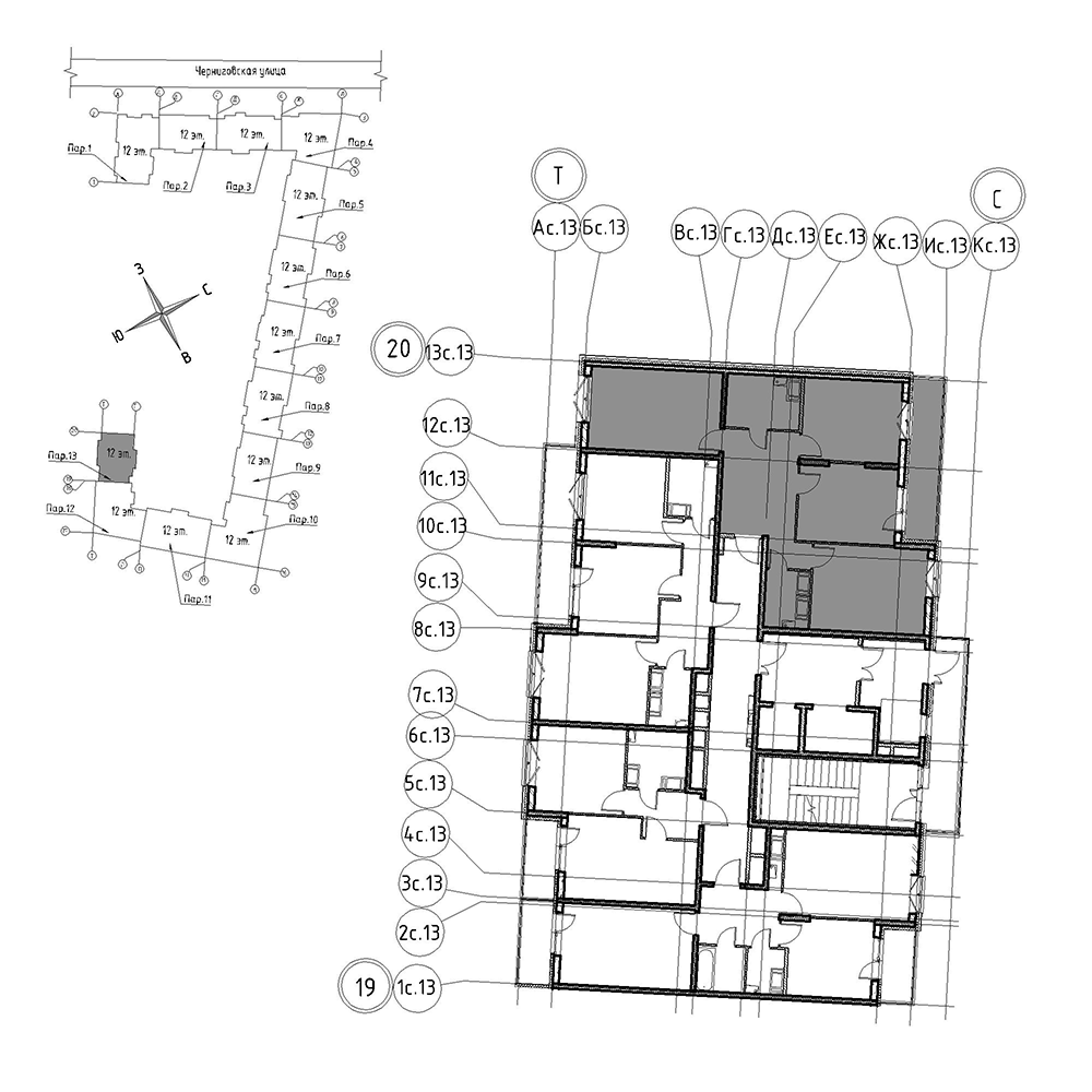 планировка трехкомнатной квартиры в Квартал Che №744