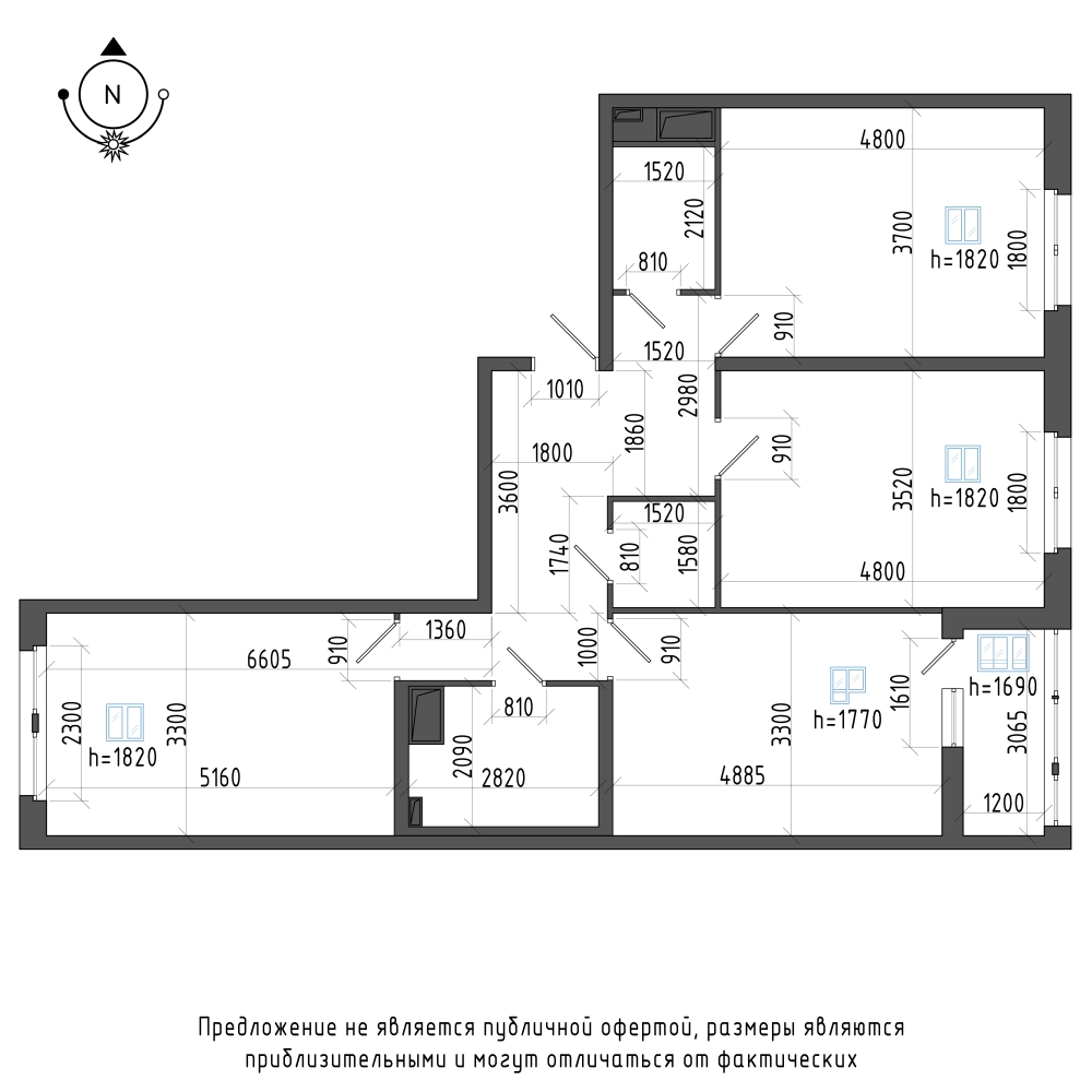планировка трехкомнатной квартиры в ЖК Галактика Pro №82