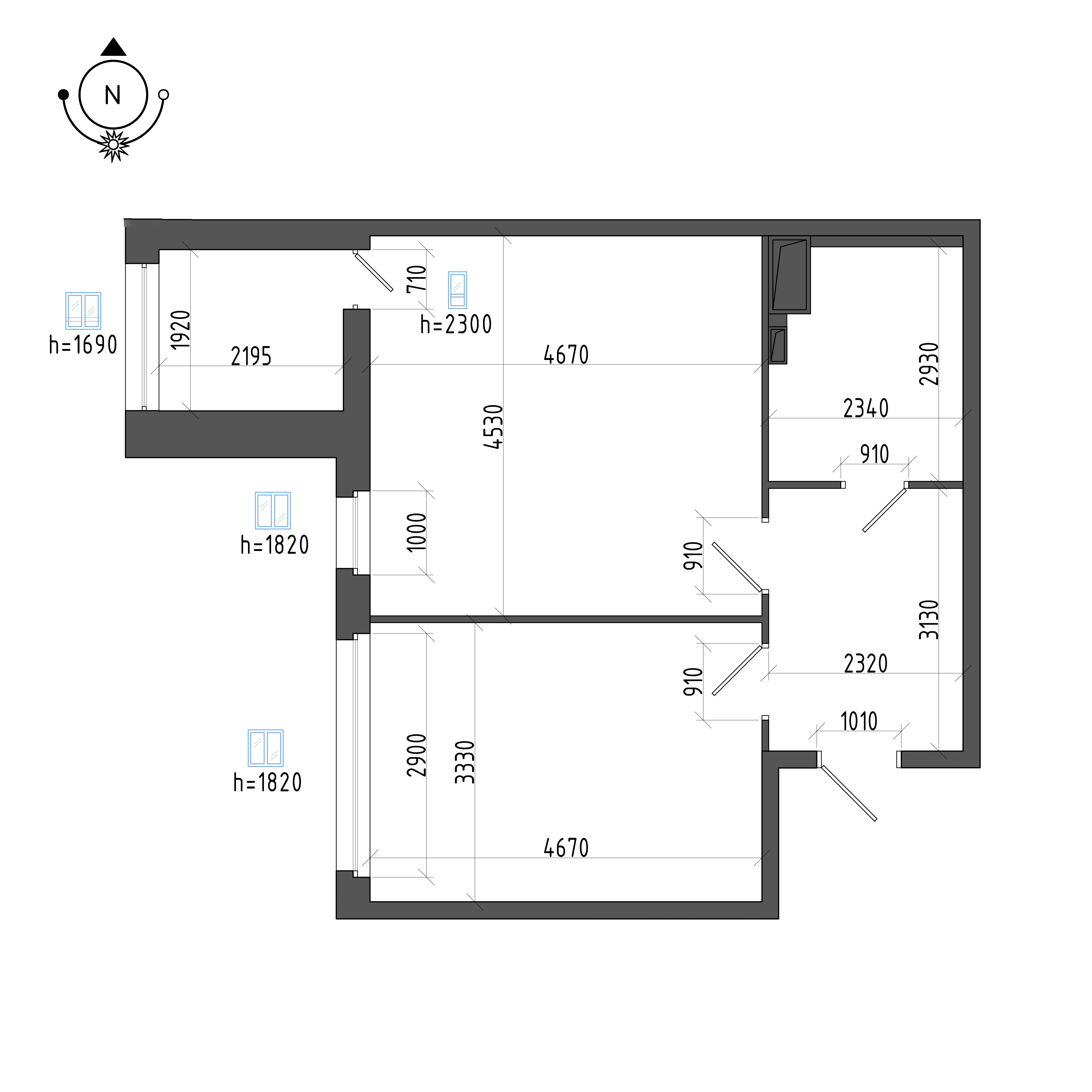 планировка однокомнатной квартиры в ЖК Галактика Pro №259