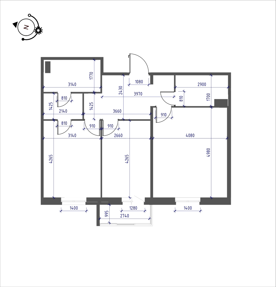 планировка двухкомнатной квартиры в ЖК iLona №113