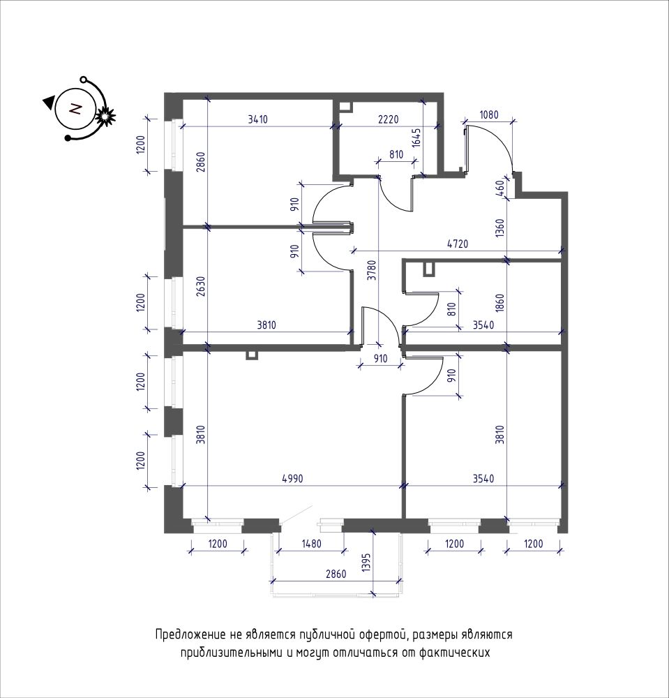 планировка трехкомнатной квартиры в ЖК iLona №2