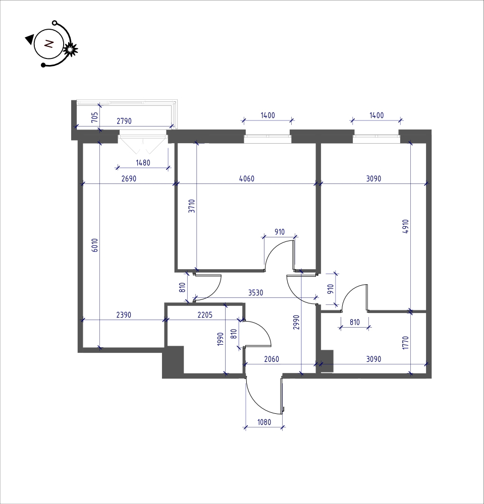 планировка двухкомнатной квартиры в ЖК iLona №20
